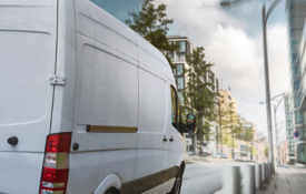 Delivery Van On City Street 600X600